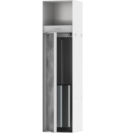 Wnęka ścienna na papier toaletowy z pojemnikiem na szczotkę toaletową i drzwiczkami Biały XtraStoris Rock Hansgrohe (56062700)