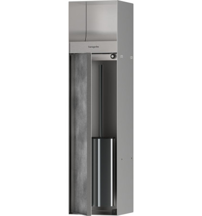 Wnęka ścienna na papier toaletowy z pojemnikiem na szczotkę toaletową i drzwiczkami Stal XtraStoris Rock Hansgrohe (56062800)