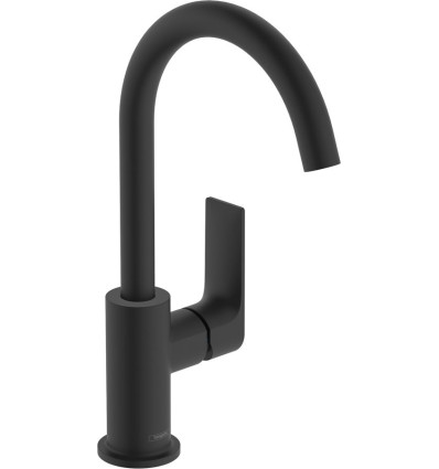Bateria umywalkowa z obrotową wylewką i korkiem Czarny mat Rebris E Hansgrohe (72576670)