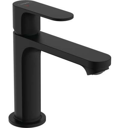 Bateria umywalkowa 110 CoolStart EcoSmart+ z korkiem z cięgłem Czarny Rebris S Hansgrohe (72588670)