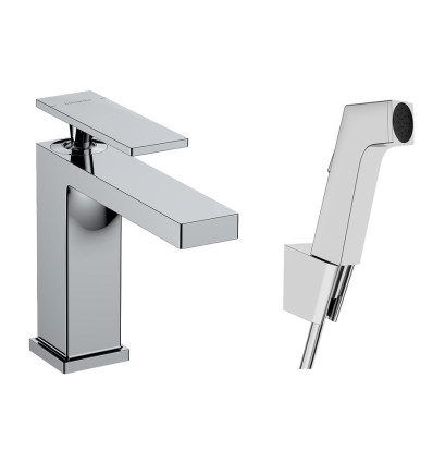 Bateria umywalkowa główką Bidette i wężem chrom Tecturis E Hansgrohe (73210000)