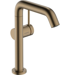 Bateria umywalkowa z obrotową wylewką i kompletem odpływowym brąz szczotkowany Tecturis S Hansgrohe (73364140)