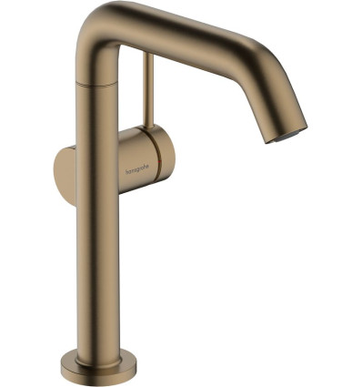 Bateria umywalkowa z obrotową wylewką i kompletem odpływowym brąz szczotkowany Tecturis S Hansgrohe (73364140)