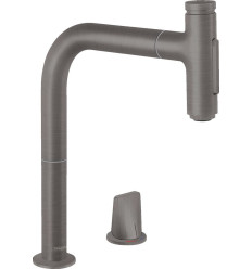Bateria kuchenna z wyciąganą wylewką Czarny chrom Metris Select M71 Hansgrohe (73818340)