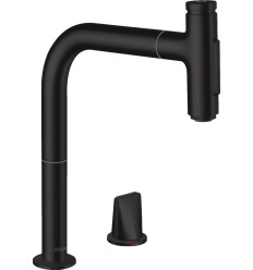 Bateria kuchenna z wyciąganą wylewką Czarny mat Metris Select M71 Hansgrohe (73818670)