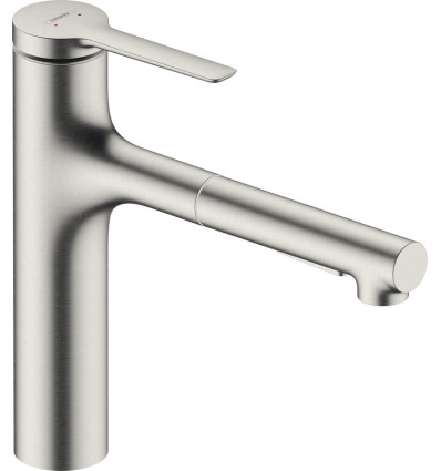 Bateria kuchenna z wyciąganą wylewką Stal Szlachetna Zesis M33 Hansgrohe (74823800)