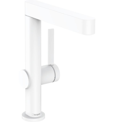 Bateria umywalkowa z obrotową wylewką i kompletem odpływowym Biały Mat Finoris Hansgrohe (76060700)