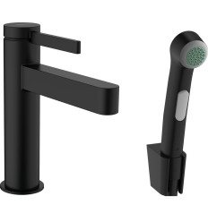 Bateria umywalkowa z główką Bidette i wężem czarny mat Finoris Hansgrohe (76210670)