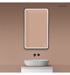 Lustro 60x100 cm prostokątne z oświetleniem z przodu z matą grzewczą czarny Nordlis Oltens (64117300)