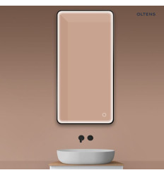 Lustro 60x120 cm prostokątne z oświetleniem z przodu z matą grzewczą czarny Nordlis Oltens (64118300)