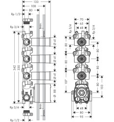 Zestaw podstawowy do modułu termostatycznego 360/120, podtynkowy AXOR ShowerSolutions Axor (10750180)
