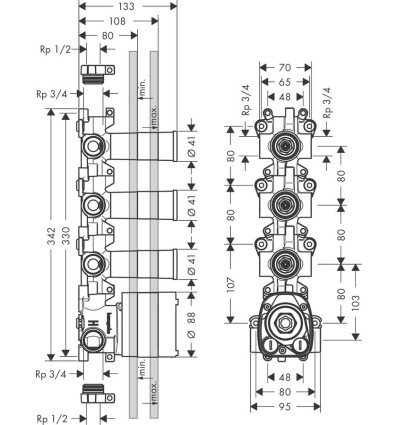 Zestaw podstawowy do modułu termostatycznego 360/120, podtynkowy AXOR ShowerSolutions Axor (10750180)
