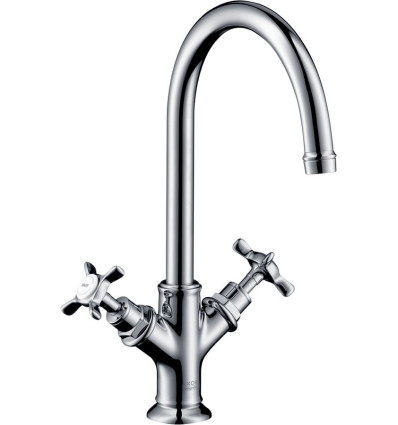 2-uchwytowa bateria umywalkowa 210 z uchwytami krzyżowymi i kompletem odpływowym z cięgłem Chrom AXOR Montreux Axor (16502000)