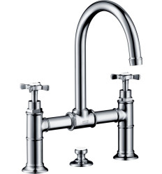 2-uchwytowa bateria umywalkowa 220 z uchwytami krzyżowymi i kompletem odpływowym z cięgłem Chrom AXOR Montreux Axor (16510000)