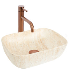 Umywalka nablatowa Belinda Mini Travertine Matt Rea (REA-U4700)