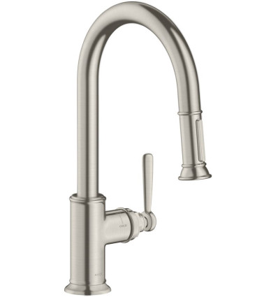 Jednouchwytowa bateria kuchenna 180 z wyciąganą wylewką Stal Szlachetna Finish AXOR Montreux Axor (16581800)