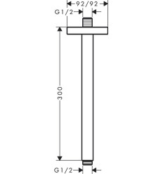 Przyłącze sufitowe 300 mm, kwadratowe Czarny Chrom Polerowany AXOR ShowerSolutions Axor (26438330)