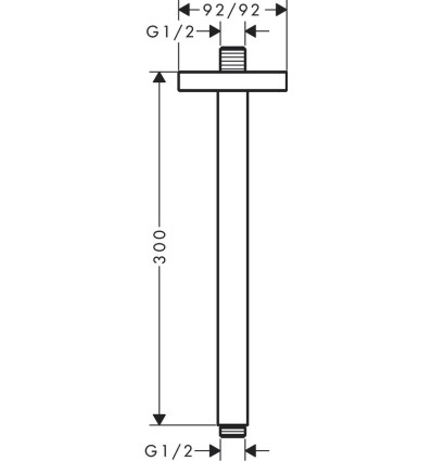 Przyłącze sufitowe 300 mm, kwadratowe Czarny Matowy AXOR ShowerSolutions Axor (26438670)