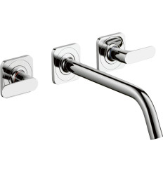 3-otworowa bateria umywalkowa z uchwytami jednoramiennymi, rozetami i wylewką 266 mm, ścienna, AXOR Citterio M Axor (34315800)