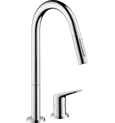 2-otworowa jednouchwytowa bateria kuchenna 220 z wyciąganą i obrotową wylewką, 2 jet, EcoSmart AXOR Citterio M Axor (34824000)