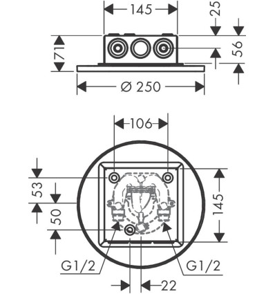 Głowica prysznicowa 250 1jet do montażu w suficie Nikiel Szczotkowany AXOR ShowerSolutions Axor (35287820)