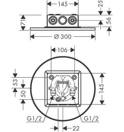 Głowica prysznicowa 300 1jet do montażu w suficie Czarny Chrom Polerowany AXOR ShowerSolutions Axor (35302330)