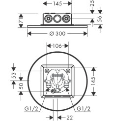 Głowica prysznicowa 300 2jet do montażu w suficie Czarny Chrom Szczotkowany AXOR ShowerSolutions Axor (35305340)