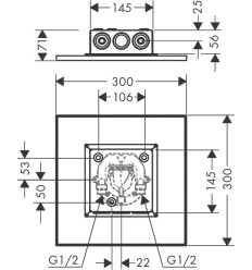 Głowica prysznicowa 300/300 2jet do montażu w suficie Nikiel Szczotkowany AXOR ShowerSolutions Axor (35321820)