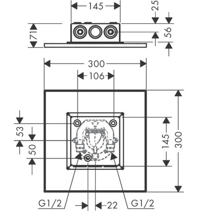 Głowica prysznicowa 300/300 2jet do montażu w suficie Złoty Optyczny Polerowany AXOR ShowerSolutions Axor (35321990)