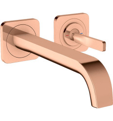 Jednouchwytowa bateria umywalkowa z uchwytem Pin, wylewką 221 mm i rozetami, ścienna, AXOR Citterio E Axor (36106300)