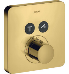 Bateria termostatyczna do 2 odbiorników, softsquare, podtynkowa Złoty Optyczny Polerowany AXOR ShowerSolutions Axor (36707990)