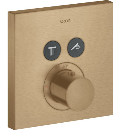 Bateria termostatyczna do 2 odbiorników, kwadratowy, podtynkowa Brąz Szczotkowany AXOR ShowerSolutions Axor (36715140)