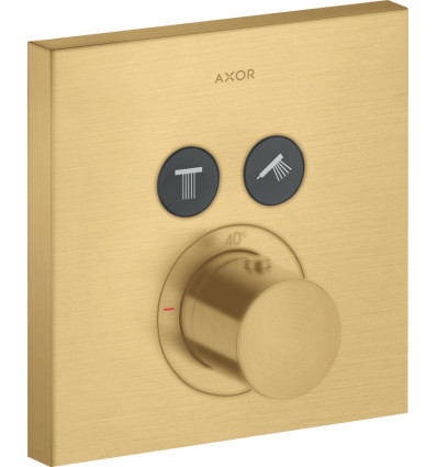 Bateria termostatyczna do 2 odbiorników, kwadratowy, podtynkowa Złoty Optyczny Szczotkowany AXOR ShowerSolutions Axor (36715250)