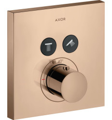 Bateria termostatyczna do 2 odbiorników, kwadratowy, podtynkowa Czerwony Złoty Polerowany AXOR ShowerSolutions Axor (36715300)