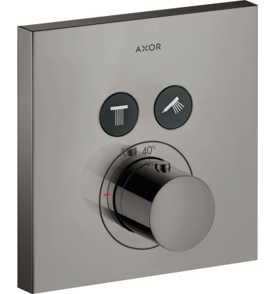 Bateria termostatyczna do 2 odbiorników, kwadratowy, podtynkowa Czarny Chrom Polerowany AXOR ShowerSolutions Axor (36715330)