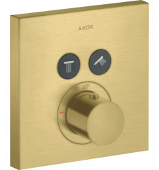 Bateria termostatyczna do 2 odbiorników, kwadratowy, podtynkowa Mosiądz Szczotkowany AXOR ShowerSolutions Axor (36715950)