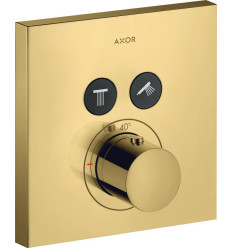 Bateria termostatyczna do 2 odbiorników, kwadratowy, podtynkowa Złoty Optyczny Polerowany AXOR ShowerSolutions Axor (36715990)