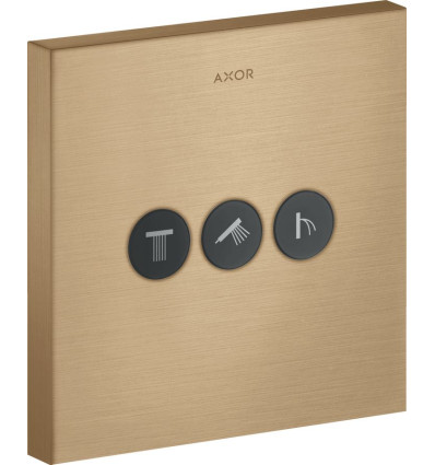 Zawór odcinający do 3 odbiorników, kwadratowy, podtynkowy Brąz Szczotkowany AXOR ShowerSelect Axor (36717140)