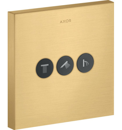 Zawór odcinający do 3 odbiorników, kwadratowy, podtynkowy Złoty Optyczny Szczotkowany AXOR ShowerSelect Axor (36717250)
