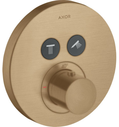 Bateria termostatyczna do 2 odbiorników, okrągła, podtynkowa Brąz Szczotkowany AXOR ShowerSolutions Axor (36723140)