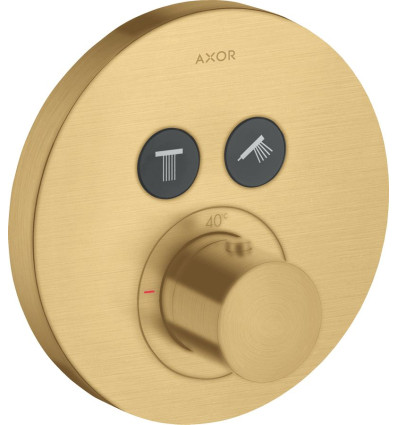 Bateria termostatyczna do 2 odbiorników, okrągła, podtynkowa Złoty Optyczny Szczotkowany AXOR ShowerSolutions Axor (36723250)