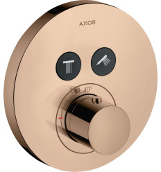 Bateria termostatyczna do 2 odbiorników, okrągła, podtynkowa Czerwony Złoty Polerowany AXOR ShowerSolutions Axor (36723300)