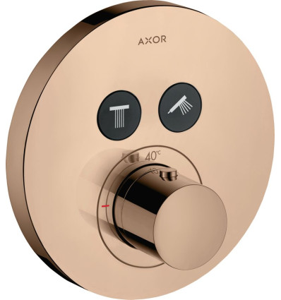 Bateria termostatyczna do 2 odbiorników, okrągła, podtynkowa Czerwony Złoty Polerowany AXOR ShowerSolutions Axor (36723300)