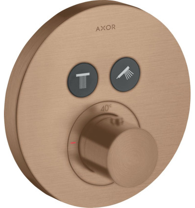 Bateria termostatyczna do 2 odbiorników, okrągła, podtynkowa Czerwony Złoty Szczotkowany AXOR ShowerSolutions Axor (36723310)