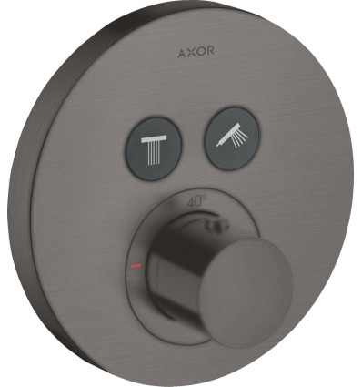 Bateria termostatyczna do 2 odbiorników, okrągła, podtynkowa Czarny Chrom Szczotkowany AXOR ShowerSolutions Axor (36723340)