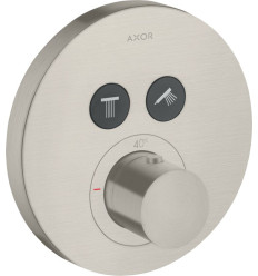 Bateria termostatyczna do 2 odbiorników, okrągła, podtynkowa Stal Szlachetna Optyczna AXOR ShowerSolutions Axor (36723800)