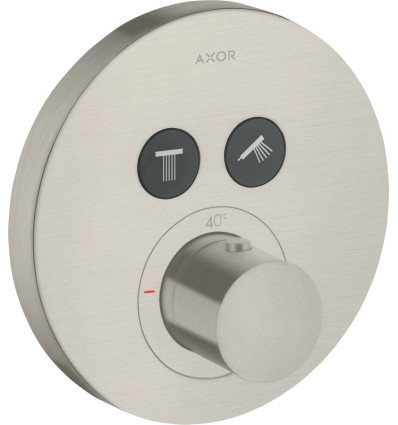 Bateria termostatyczna do 2 odbiorników, okrągła, podtynkowa Stal Szlachetna Optyczna AXOR ShowerSolutions Axor (36723800)