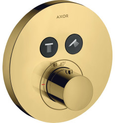 Bateria termostatyczna do 2 odbiorników, okrągła, podtynkowa Złoty Optyczny Polerowany AXOR ShowerSolutions Axor (36723990)