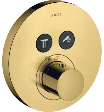 Bateria termostatyczna do 2 odbiorników, okrągła, podtynkowa Złoty Optyczny Polerowany AXOR ShowerSolutions Axor (36723990)