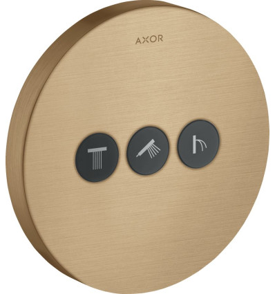 Zawór odcinający do 3 odbiorników, okrągły, podtynkowy Brąz Szczotkowany AXOR ShowerSelect Axor (36727140)